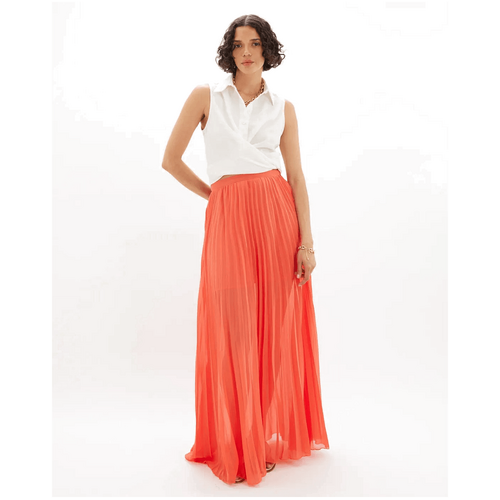 Amelius Leonore Pleated Maxi Skirt - Orange