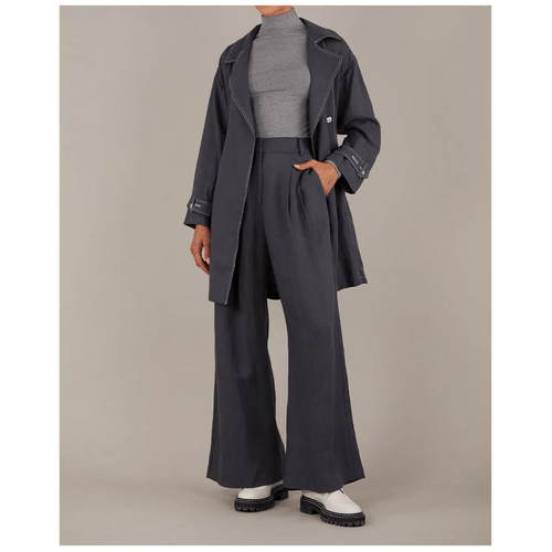 Amelius Elvie Linen Trench Jacket - Evening Blue