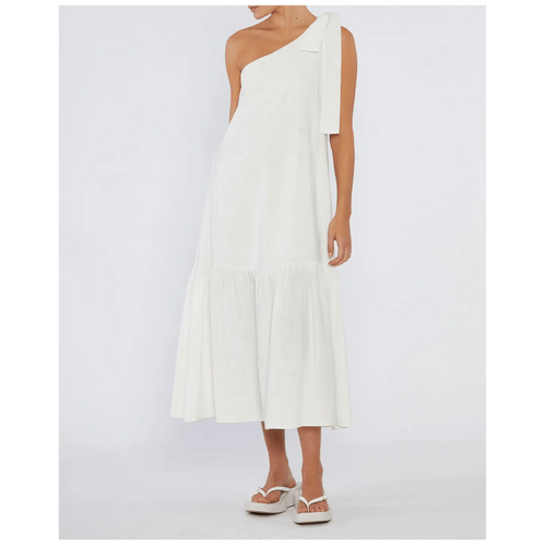 Amelius Aruba Linen One Shoulder Dress - White
