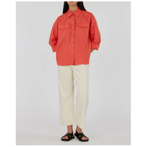 Amelius Byron Linen Overshirt - Poppy