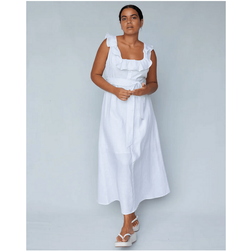Amelius Bohdi Linen Midi Dress - White