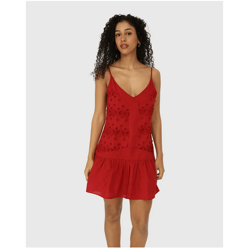 belle &amp; bloom Sunny Afternoon Embroidered Dress - Red