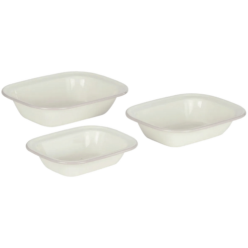 Davis &amp; Waddell Daylesford Enamel Pie Dish Rectangle 3pcs Set Cream