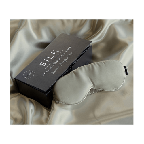 Ardor Silk Pillowcase &amp; Eye Mask Gift Set, Silver Nights