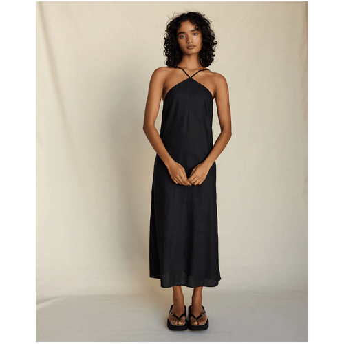 Amelius Krisha Linen Halter Midi Dress - Black