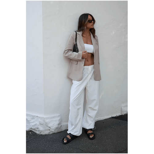 Style Addict Cargo Parachute Pants - White
