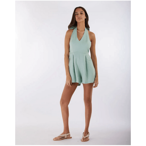 Amelius Eloise Linen Halter Playsuit - Seafoam