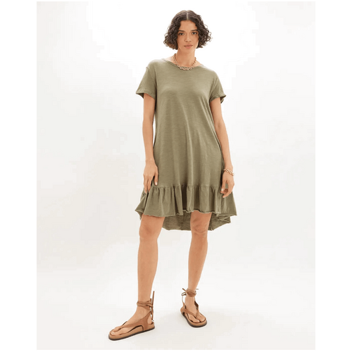 Amelius Montana Ruffled Tee Dress - Khaki