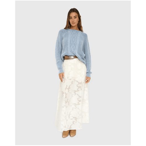 belle &amp; bloom Hudson Street Cable Garment Dyed Sweater - Light Blue
