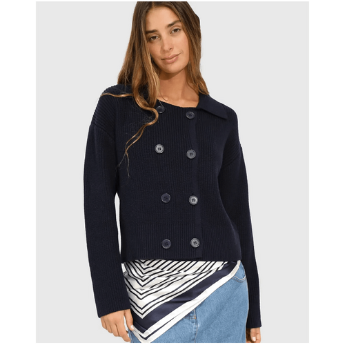 belle &amp; bloom Make It with You Buttoned Cardi Jacket - Navy
