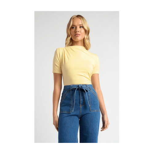 Stretch Jersey Top with Front Ruched Detail (STO682-2B)