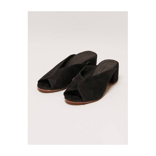 BAE Elka Suede Leather Mule with Medium Block Heel