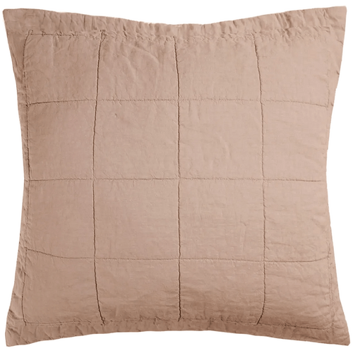 Bambury French Flax Linen Quilted European Sham - Tea Rose