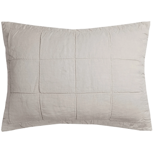 Bambury French Flax Linen Quilted Sham - Pebble