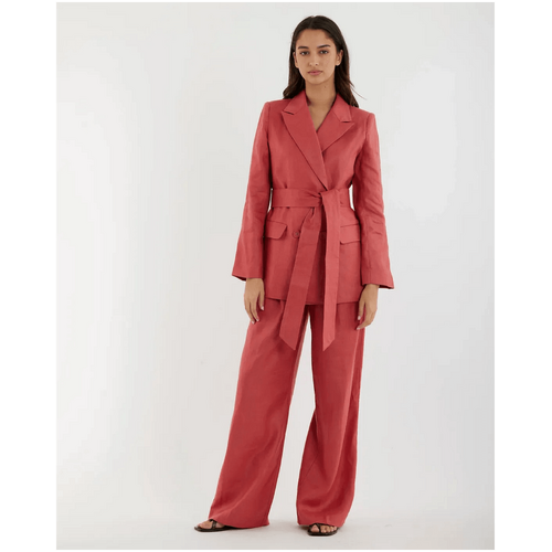 Amelius Mia Double Breasted Tie Blazer - Cerise