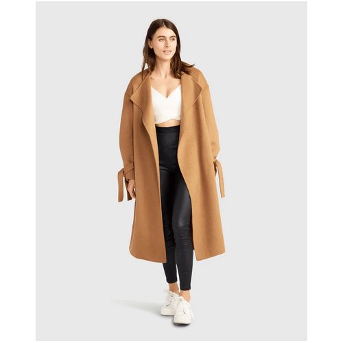 belle &amp; bloom Head Over Heels Collarless Robe Coat - Camel