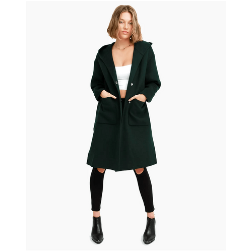 belle &amp; bloom Walk This Way Wool Blend Oversized Coat - Dark Green