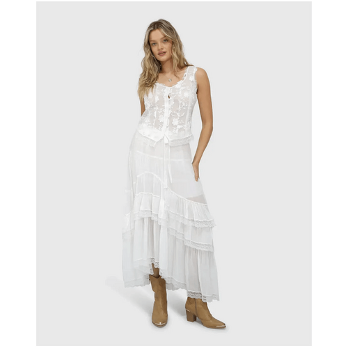 belle &amp; bloom Wanderlace Ruffle Maxi Skirt - White