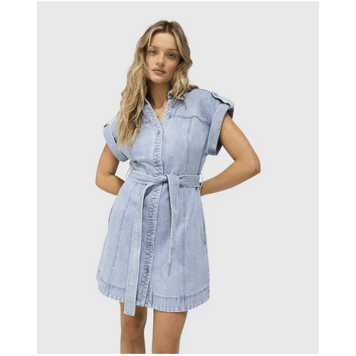 belle &amp; bloom Heartline Denim Mini Dress - Stonewash