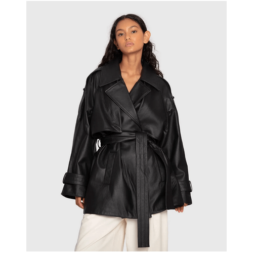 belle &amp; bloom Forevermore Leather Trench Coat - Black