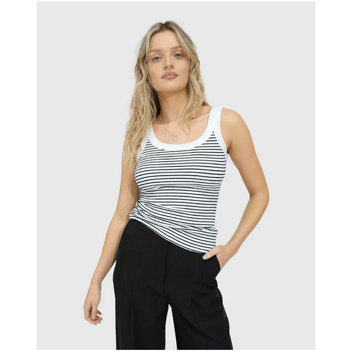 belle &amp; bloom Last Time Ribbed Tank Top - White/Black