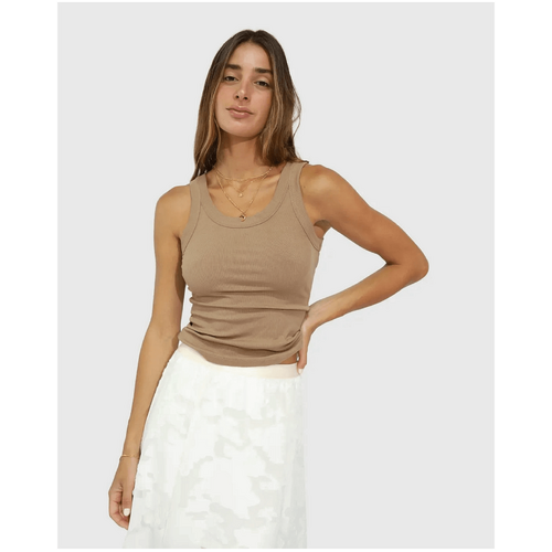 belle &amp; bloom Last Time Ribbed Tank Top - Beige