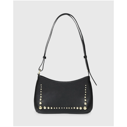 belle &amp; bloom Girls Like Us Studded Leather Shoulder Bag - Black
