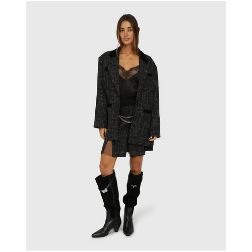 belle &amp; bloom City Noir Tweed Oversized Blazer - Black