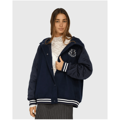 belle &amp; bloom Remix Bomber Varsity Jacket - Navy