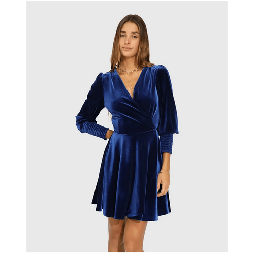 belle &amp; bloom Loved You First Velvet Mini Dress - Navy