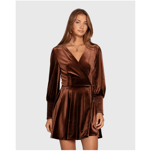 belle &amp; bloom Loved You First Velvet Mini Dress - Chocolate