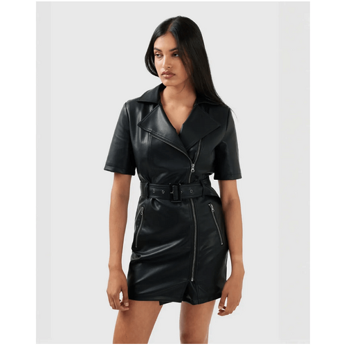 belle &amp; bloom Wild Nights Vegan Leather Mini Dress