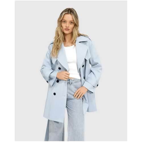 belle &amp; bloom Whispers of Verona Trench Coat - Sky Blue