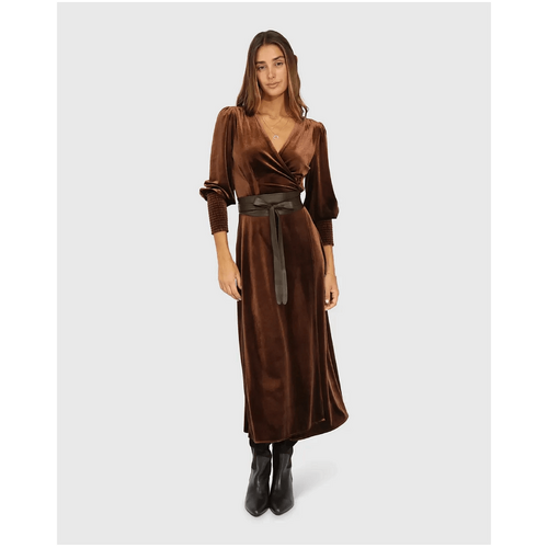belle &amp; bloom Current Mood Velvet Wrap Dress - Chocolate
