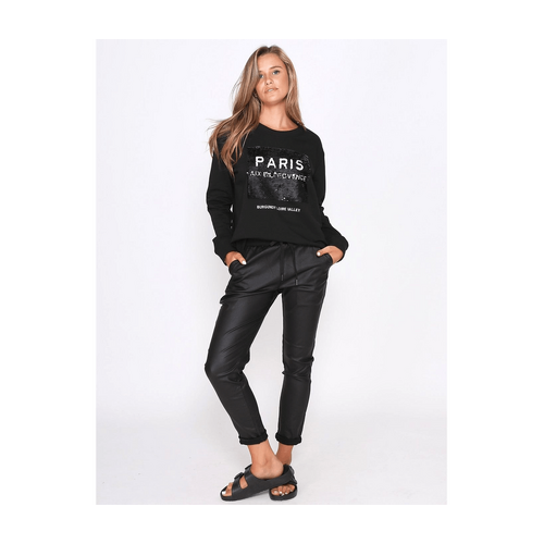Riley Stretch Joggers Wax Look - Black