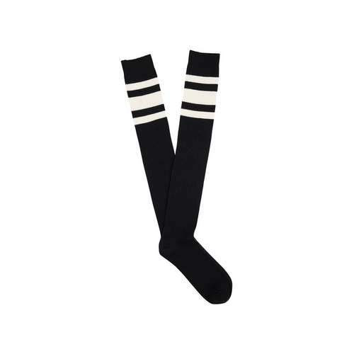 Women&#39;s Fine Cotton Over the Knee Socks- Black Stripe pairs