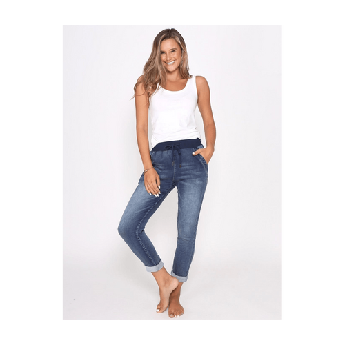 Riley Stretch Denim Joggers - Blue