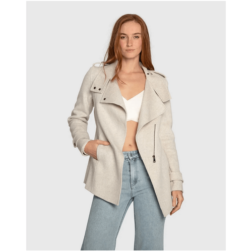 belle &amp; bloom Bad Girl Wool Blend Moto Coat - Oat Marle