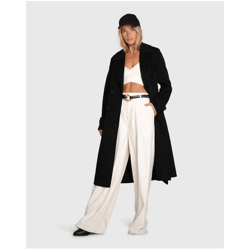belle &amp; bloom Front Runner Wool Blend Belted Coat - Black