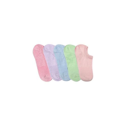 Women&#39;s Cotton No Show Socks 5 Pack - Bright Twisted Rib