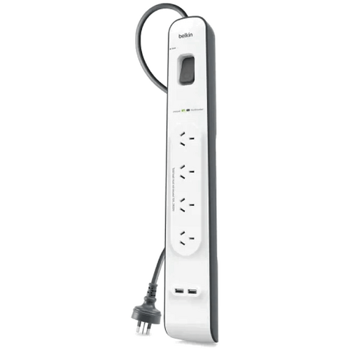 Belkin 2.4 Amp 4-Outlet with 2 USB Ports Surge Board Universally compatible - White