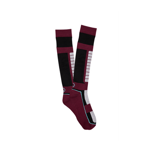 Men&#39;s Overlander Merino Wool Snowboard &amp; Ski Socks- Burgundy Melange
