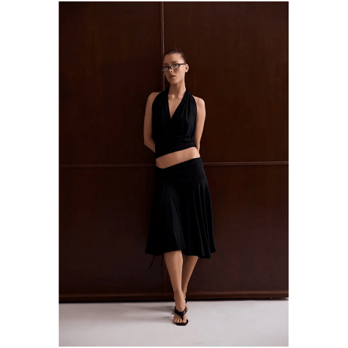 Style Addict Celia Gathered Tie Skirt - Black