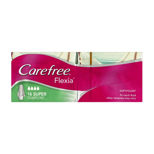 Carefree Flexia Super Tampons with Wings 16 Pack
