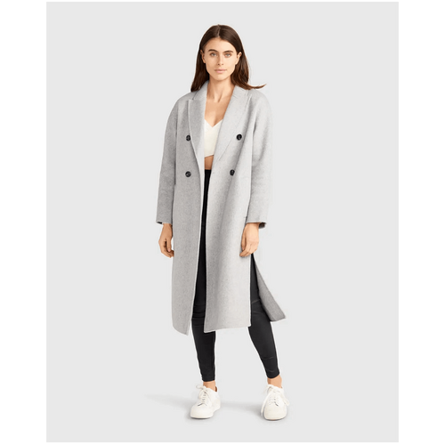 belle &amp; bloom Guestlist Oversized Double Breasted Coat - Grey Marle