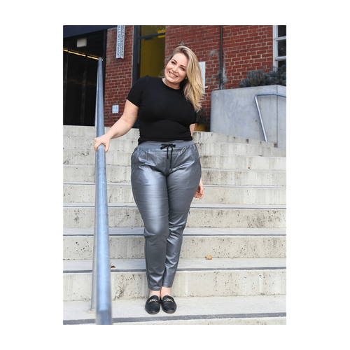 Riley Stretch Joggers Wax Look - Charcoal