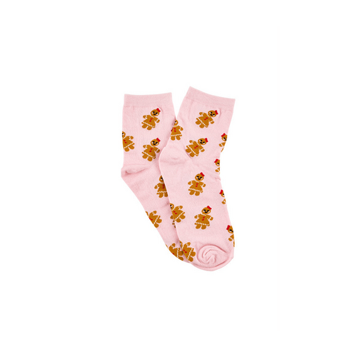 Women&#39;s Fine Cotton Quarter Crew Socks -Christmas Gingerbread