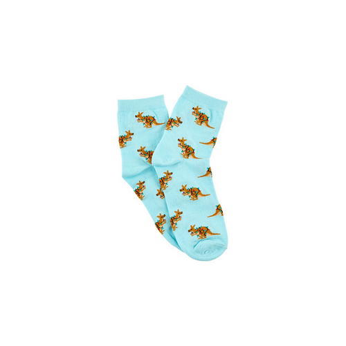Women&#39;s Fine Cotton Quarter Crew Socks - Christmas Kangaroo