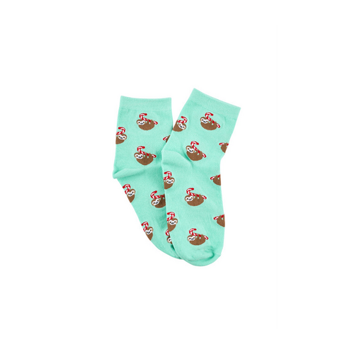 Women&#39;s Fine Cotton Quarter Crew Socks - Christmas Sloth