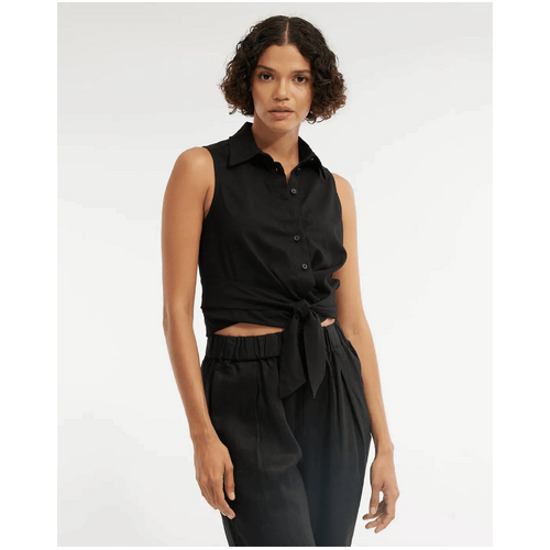 Amelius Naomi Wrap Crop Shirt - Black